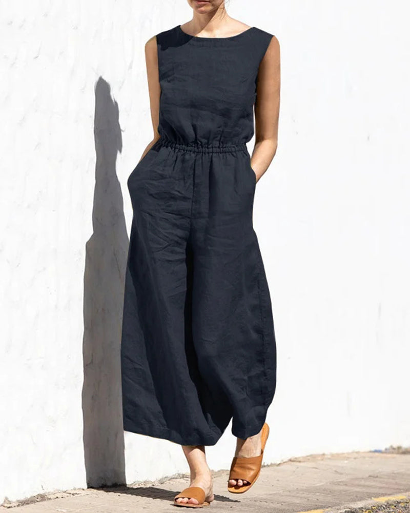 Lena™ | Relaxed Sleeveless Wide-Leg Jumpsuit