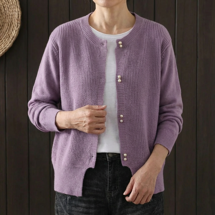 Elara | Pearl Button Cardigan
