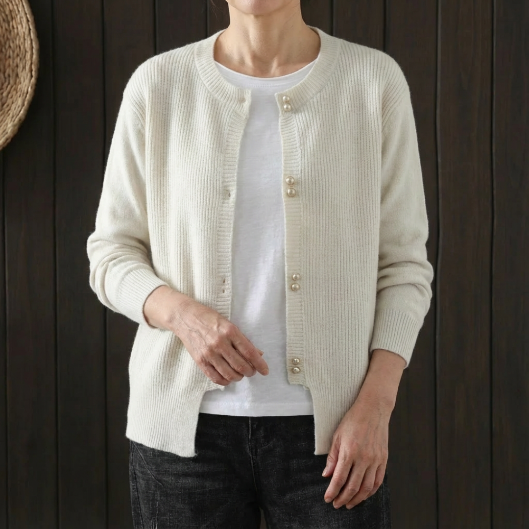 Elara | Pearl Button Cardigan