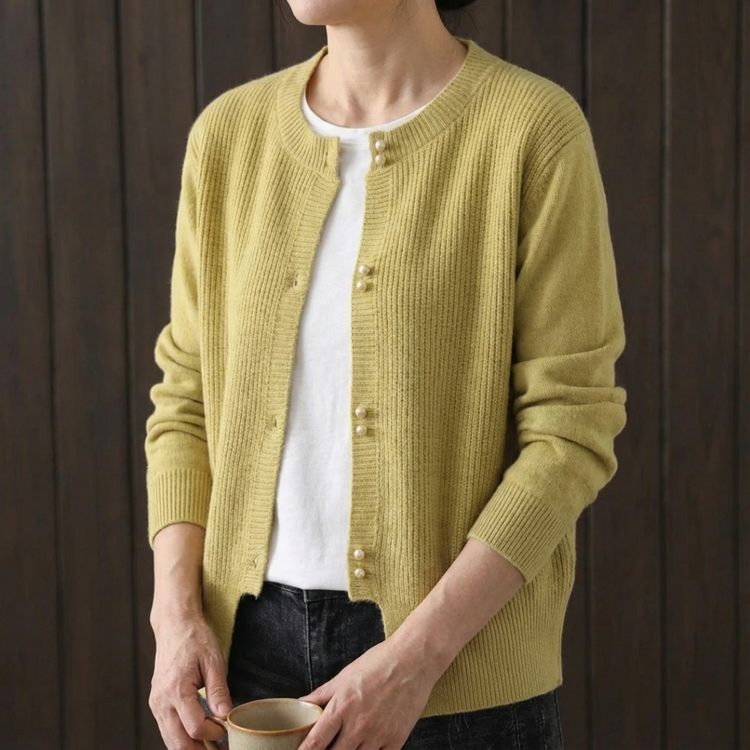 Elara | Pearl Button Cardigan