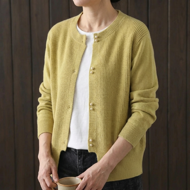 Elara | Pearl Button Cardigan