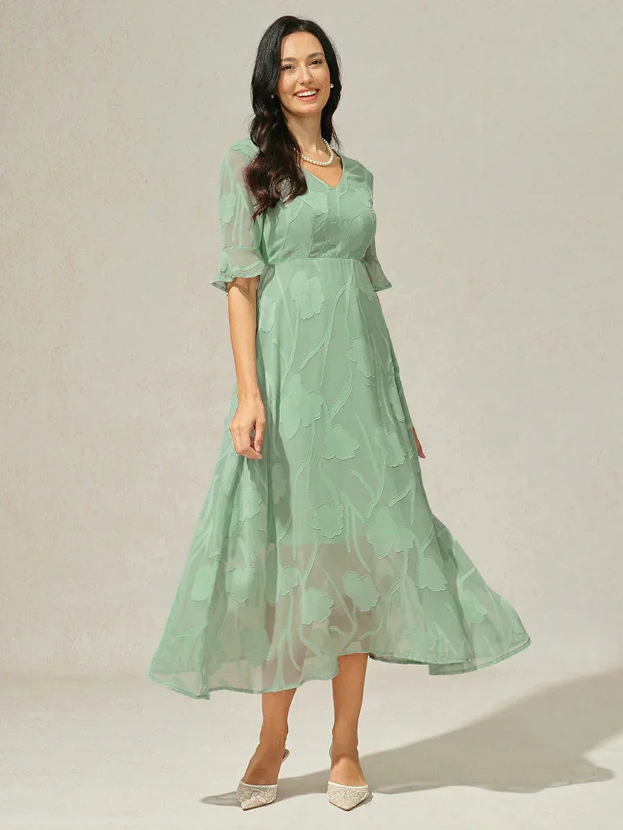 Seraphina™ | Elegant Lace Flutter Sleeve Dress
