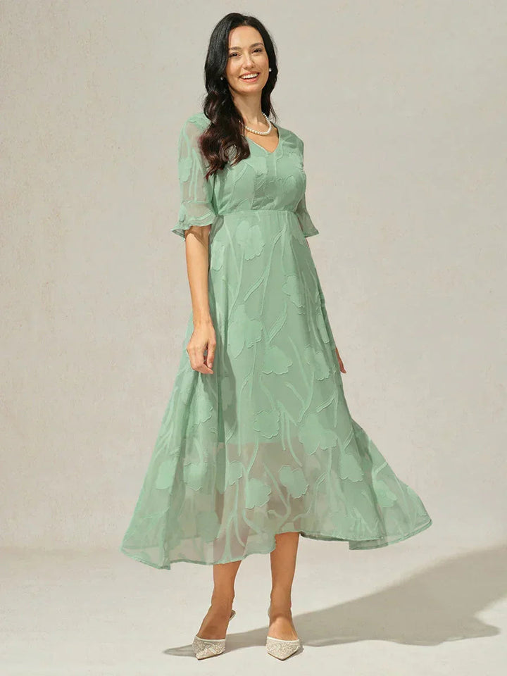 Seraphina™ | Elegant Lace Flutter Sleeve Dress