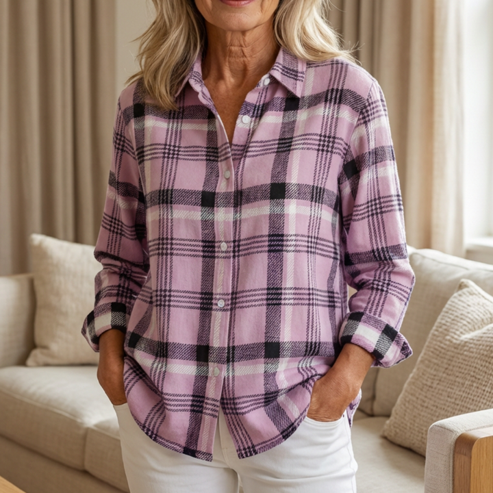 Madelyn™ | Soft Plaid Button-Down Shirt