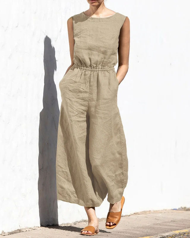 Lena™ | Relaxed Sleeveless Wide-Leg Jumpsuit