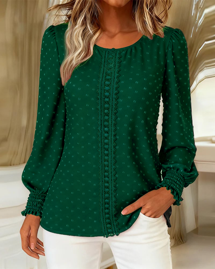 Myra | Elegant Puff-Sleeve Textured Detail Blouse