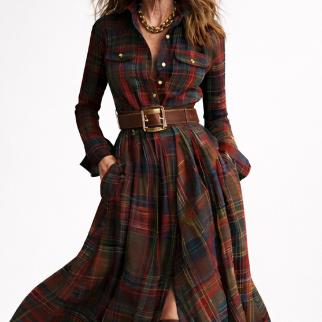 Retro Plaid Maxi Dress