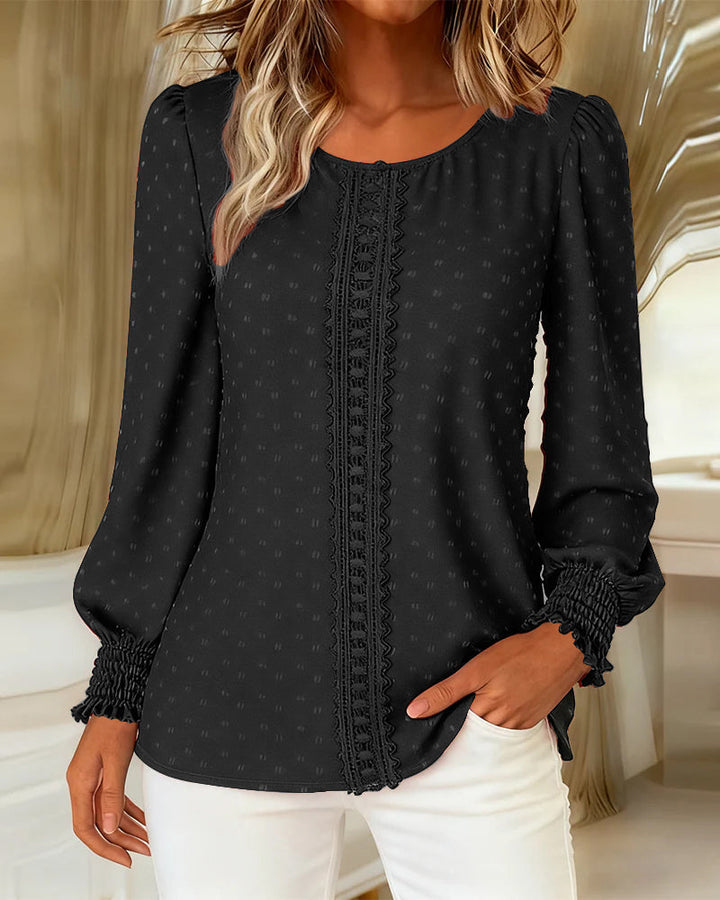 Myra | Elegant Puff-Sleeve Textured Detail Blouse
