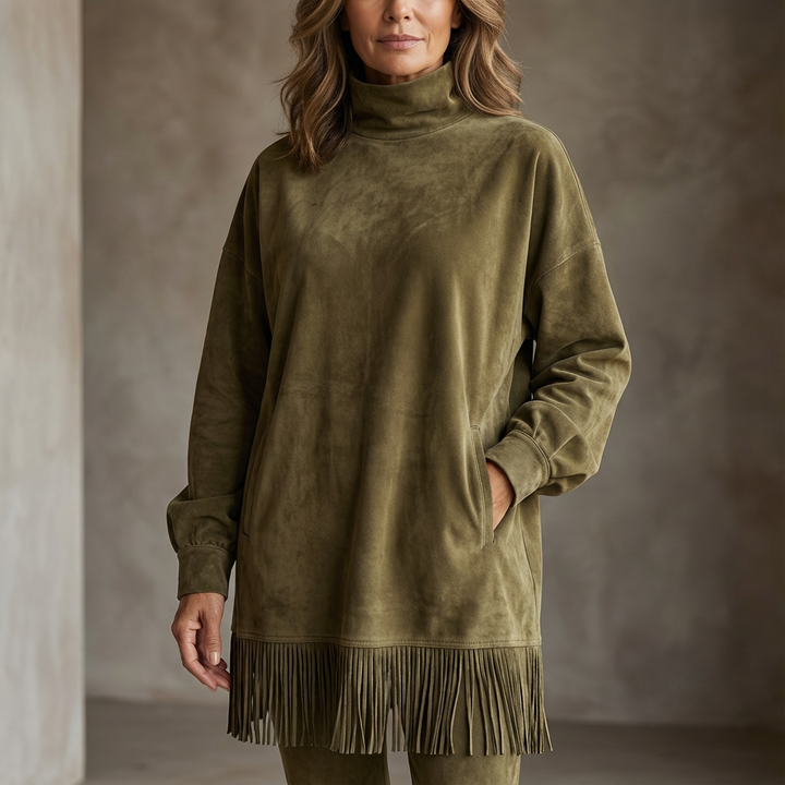 Sheri | Cozy Suede Fringe Dress