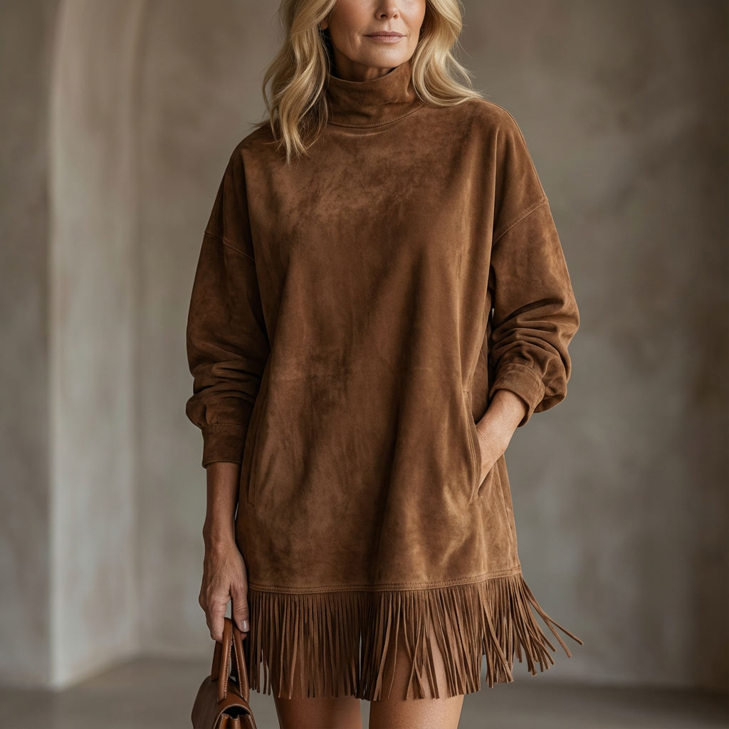 Sheri | Cozy Suede Fringe Dress