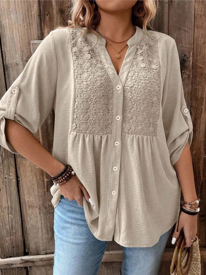 Amy – V-neck button-down blouse