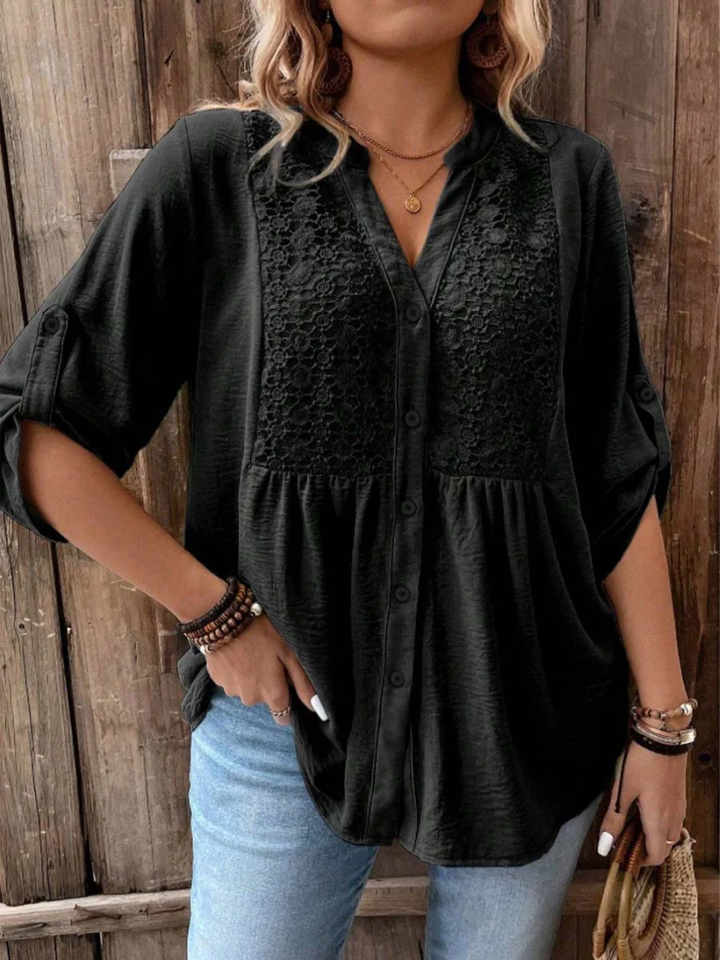 Amy – V-neck button-down blouse