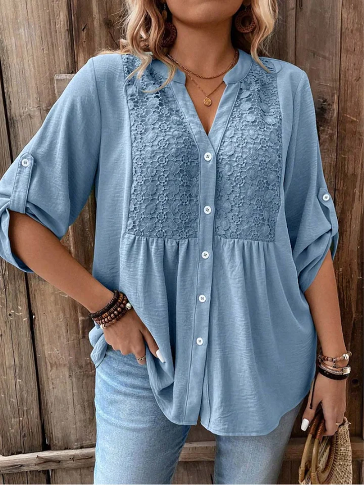 Amy – V-neck button-down blouse
