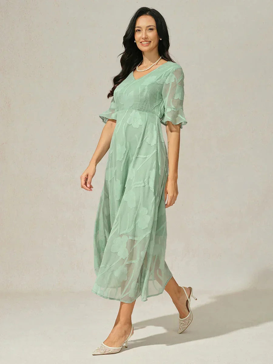 Seraphina™ | Elegant Lace Flutter Sleeve Dress