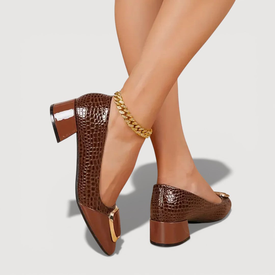 Livana | Croco Block Heels
