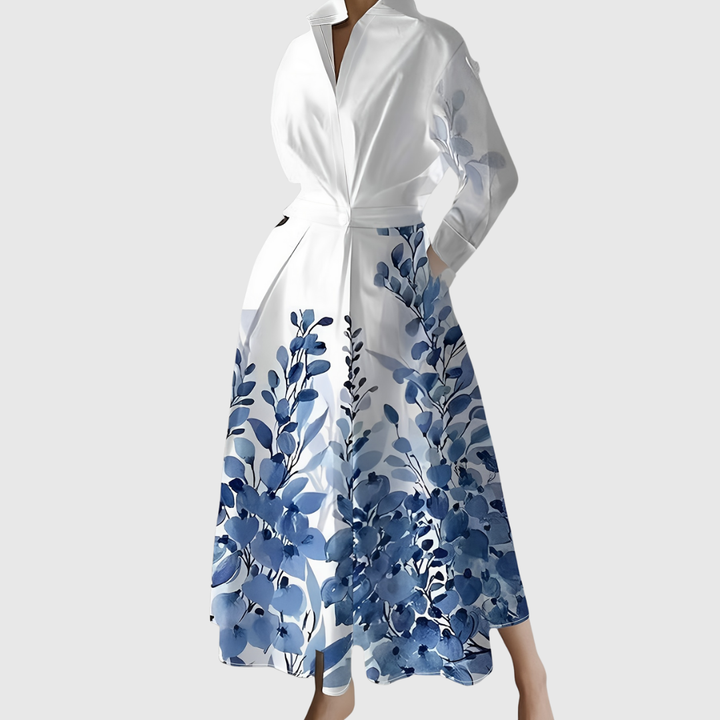 Maleanor | Garden-Print Long Sleeve Maxi Dress