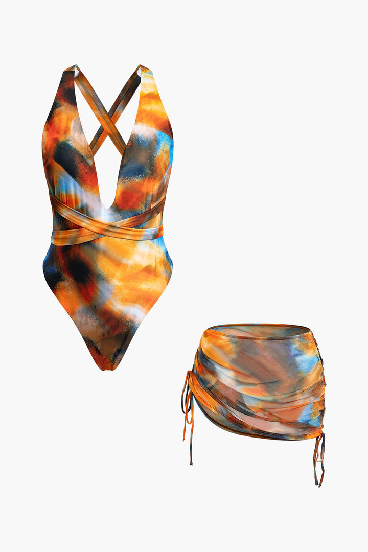 Siena | Watercolor Crossed Swimsuit and Pareo Set