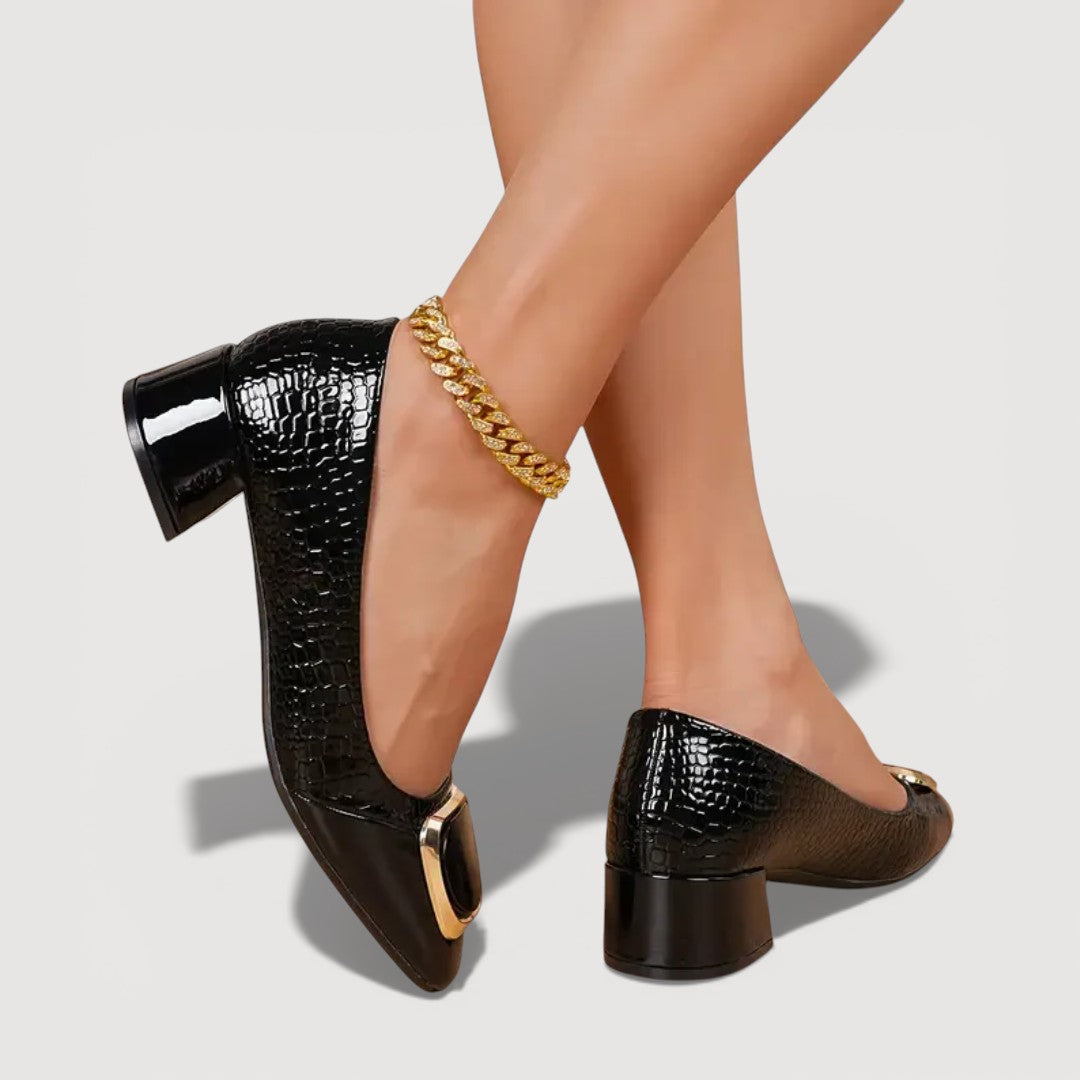 Livana | Croco Block Heels