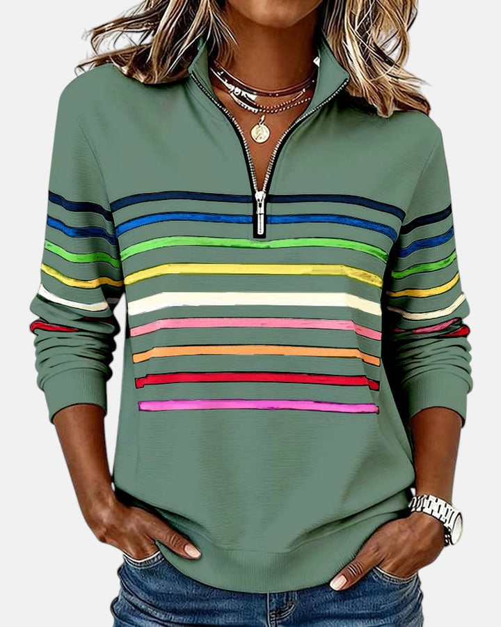 Vienna | Rainbow Striped Zip Sweatshirt