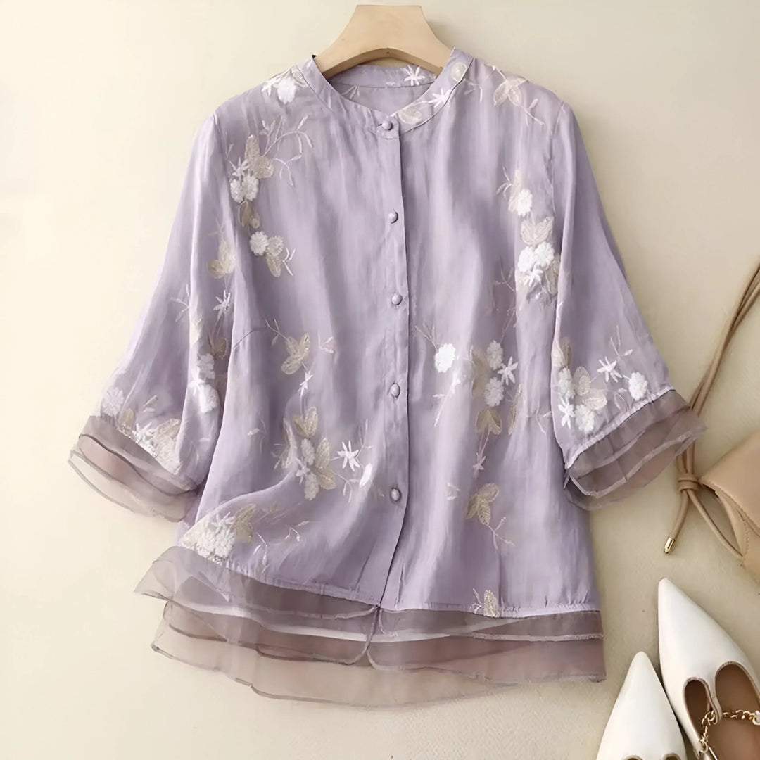 EMILY | TOP WITH EMBROIDERED FLOWERS