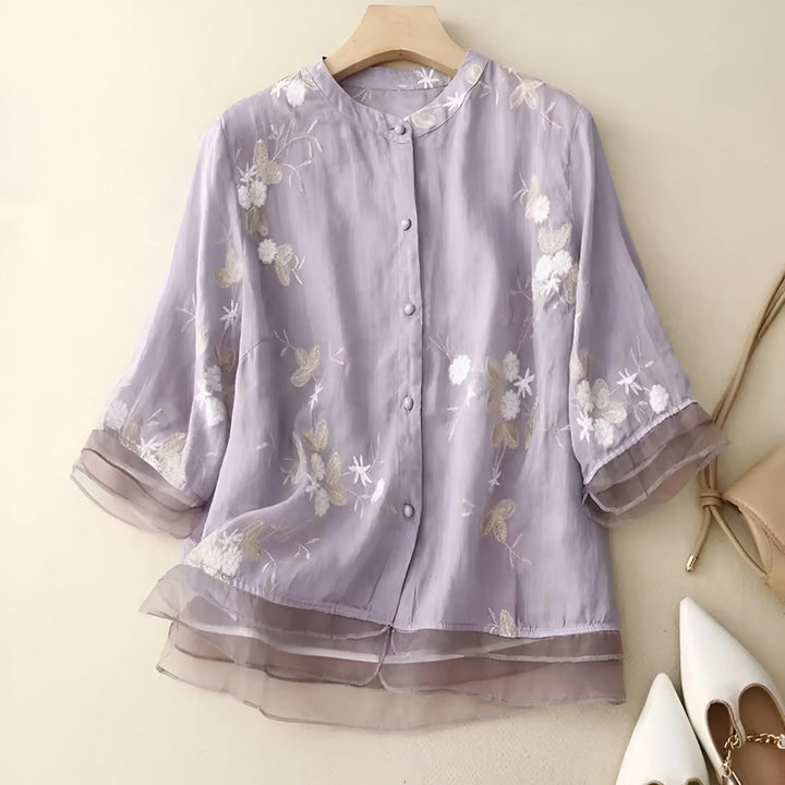 EMILY | TOP WITH EMBROIDERED FLOWERS