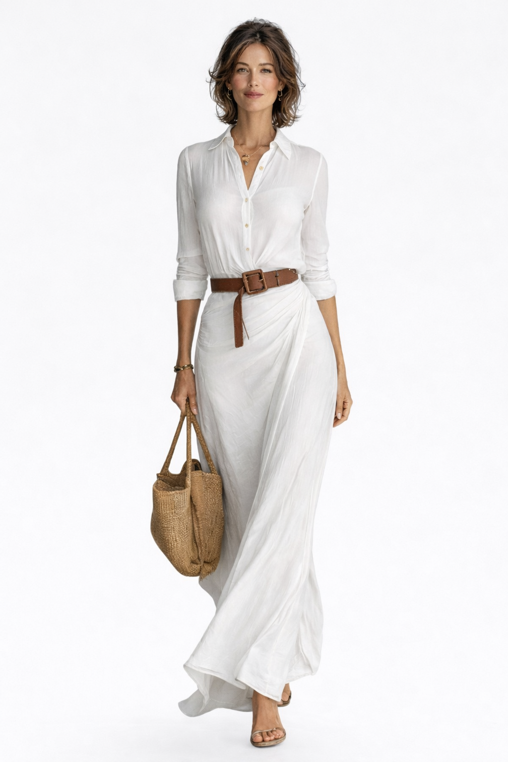 Lapel Single Breasted Long Sleeve Belted Maxi Dress