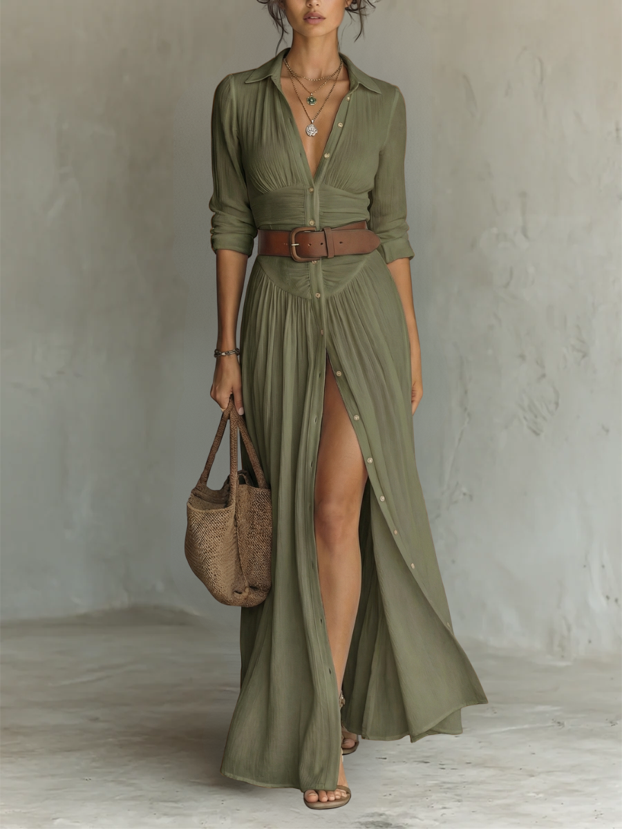 Eleanor™ | Classic Button-Front Maxi Dress