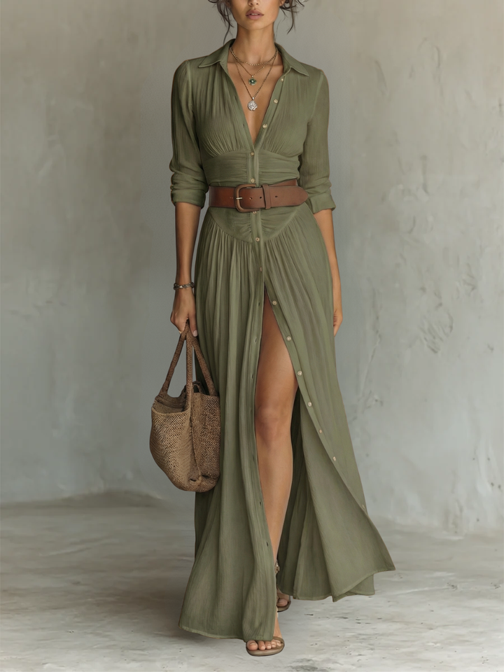 Eleanor™ | Classic Button-Front Maxi Dress