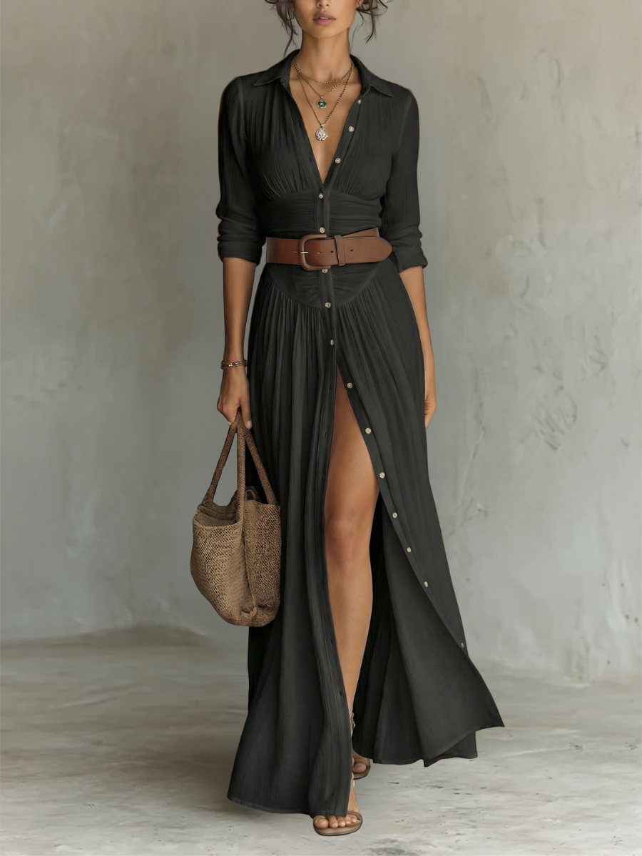 Eleanor™ | Classic Button-Front Maxi Dress