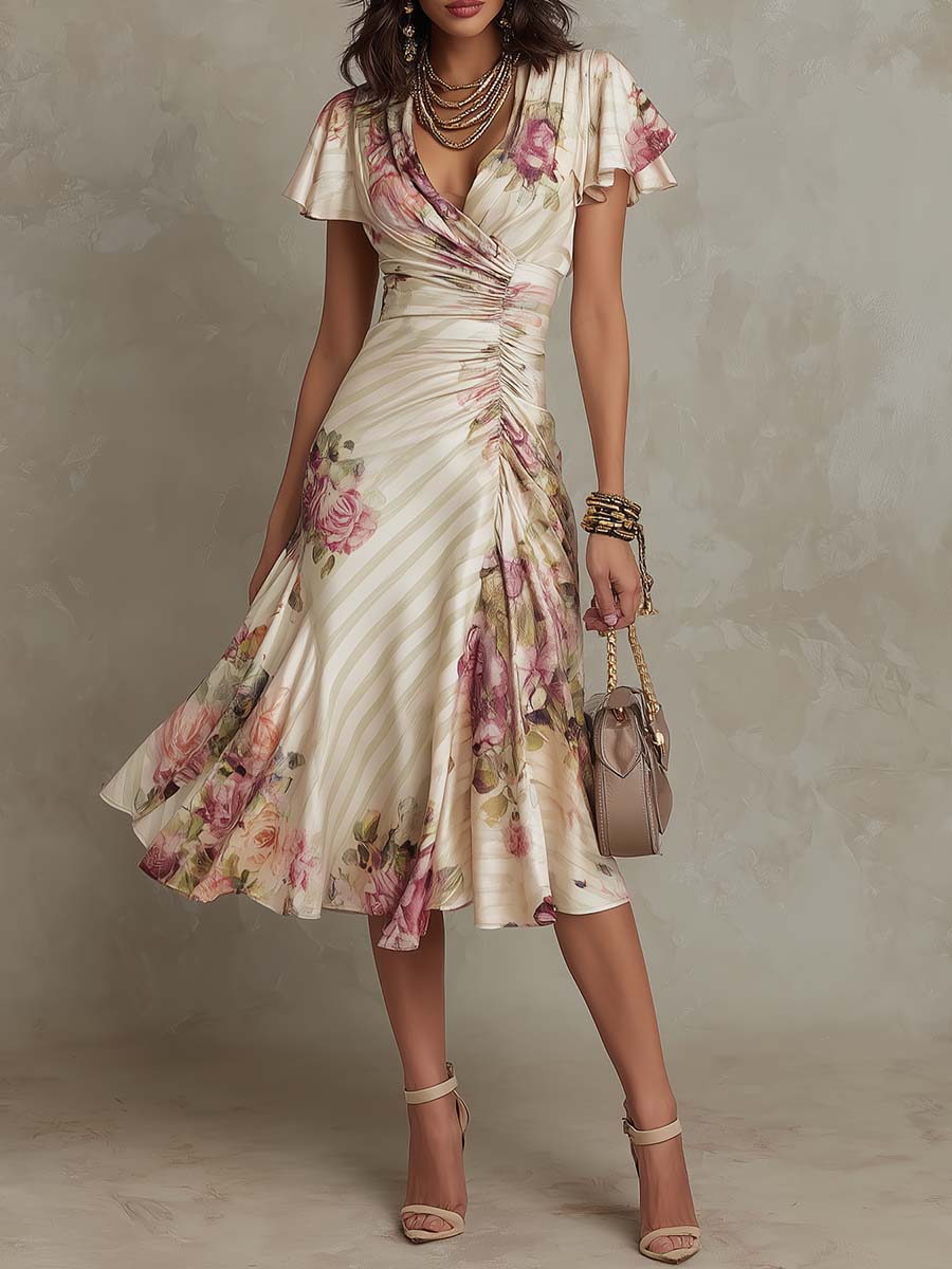 margaret formal satin wrap midi dress Margaret Formal Satin Wrap Midi Dress
