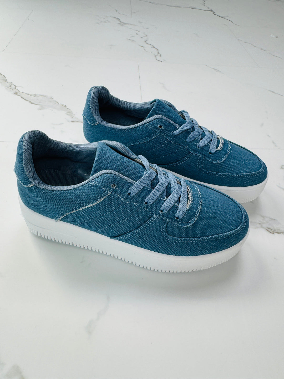 Platform Suedine Denim Sneakers