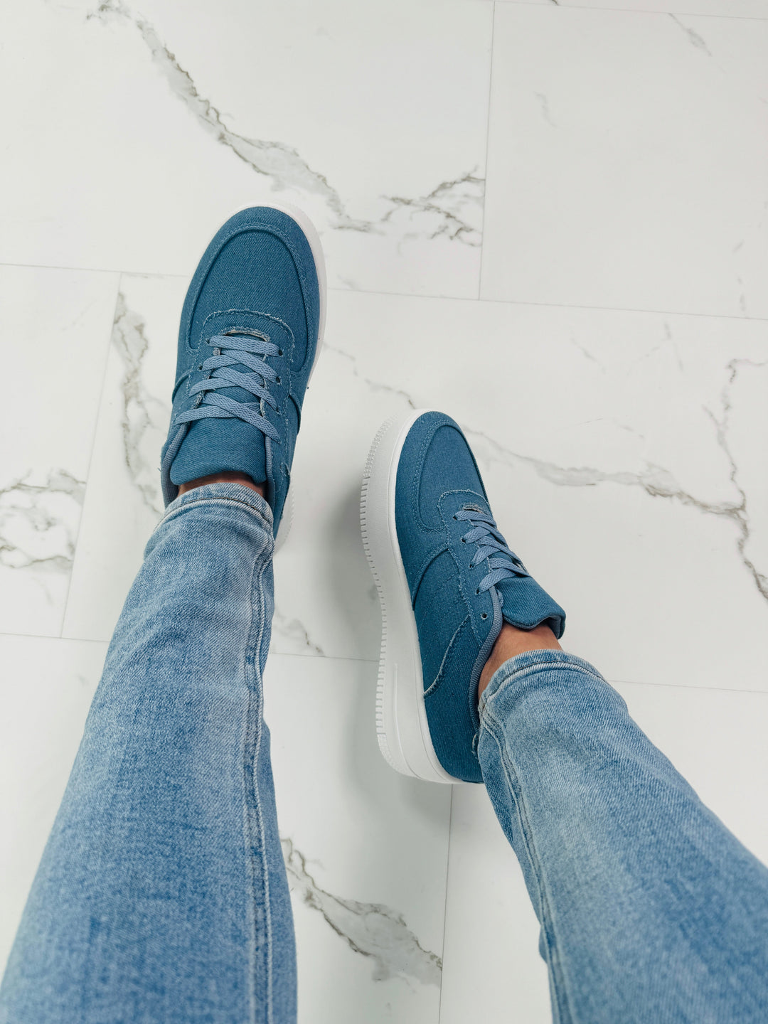 Platform Suedine Denim Sneakers