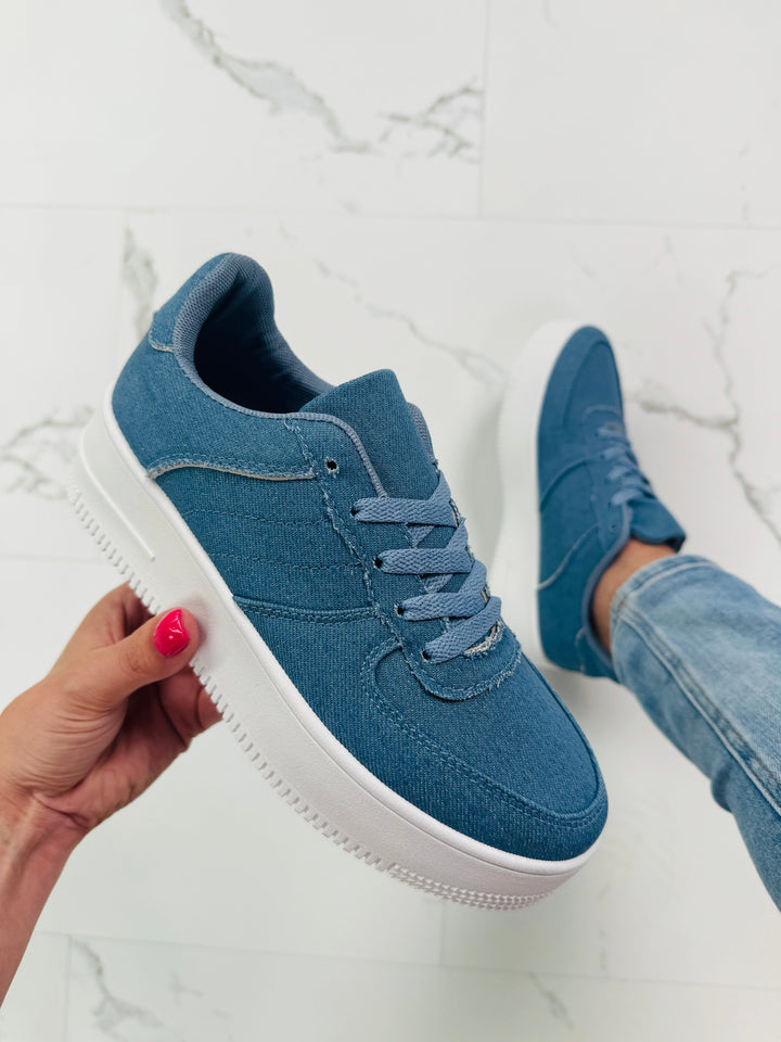 Platform Suedine Denim Sneakers