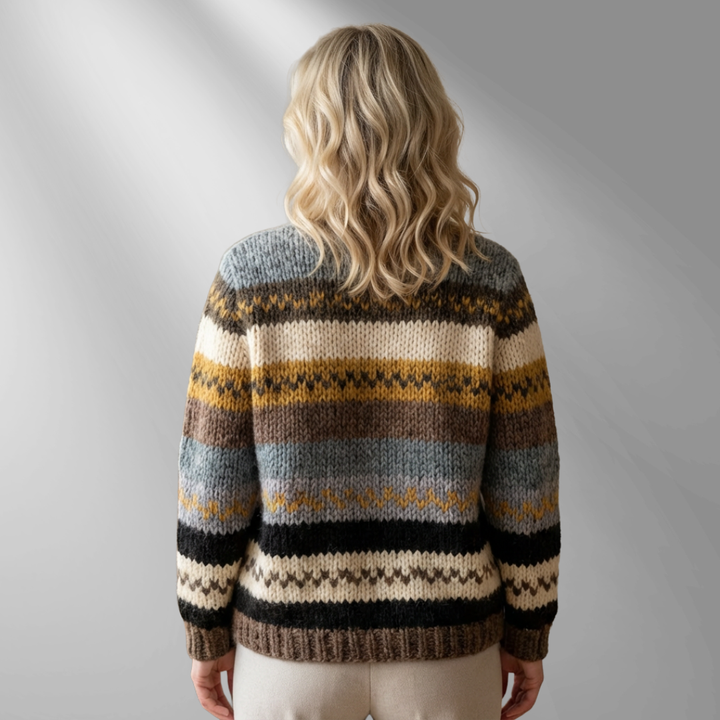 NADINE | Chic Stripe Color Block Buttoned Cardigan Sweater