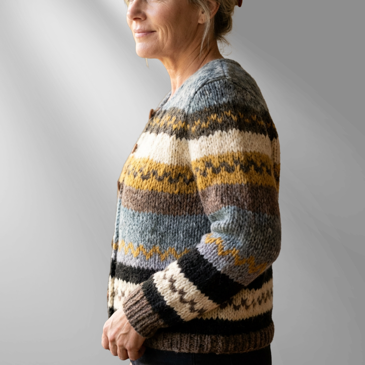 NADINE | Chic Stripe Color Block Buttoned Cardigan Sweater