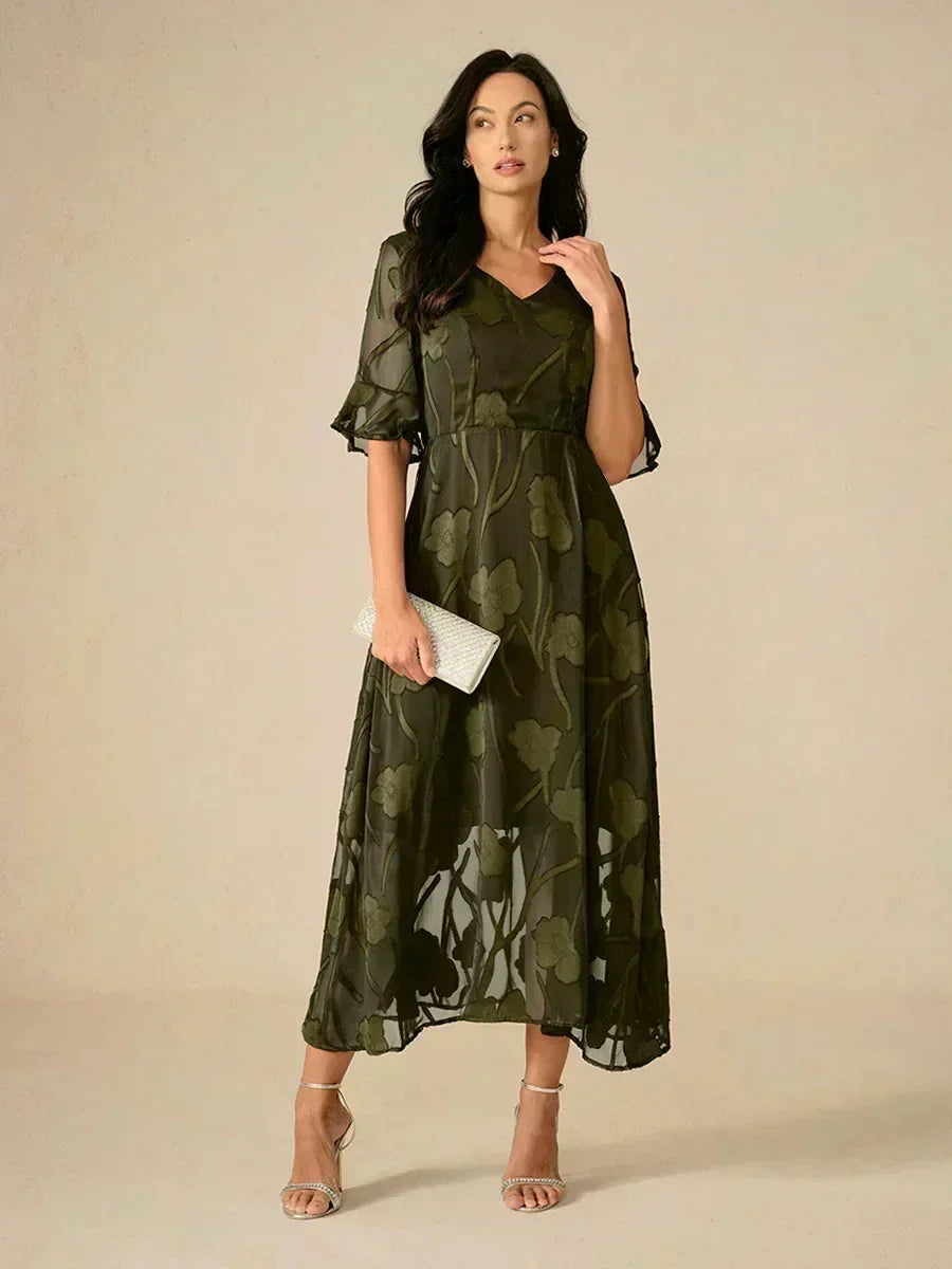 Seraphina™ | Elegant Lace Flutter Sleeve Dress
