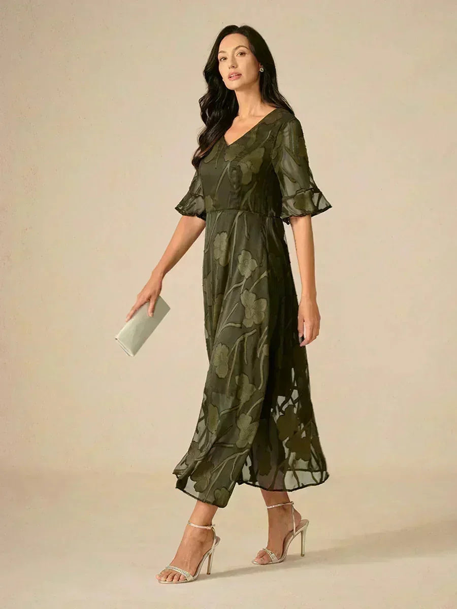 Seraphina™ | Elegant Lace Flutter Sleeve Dress