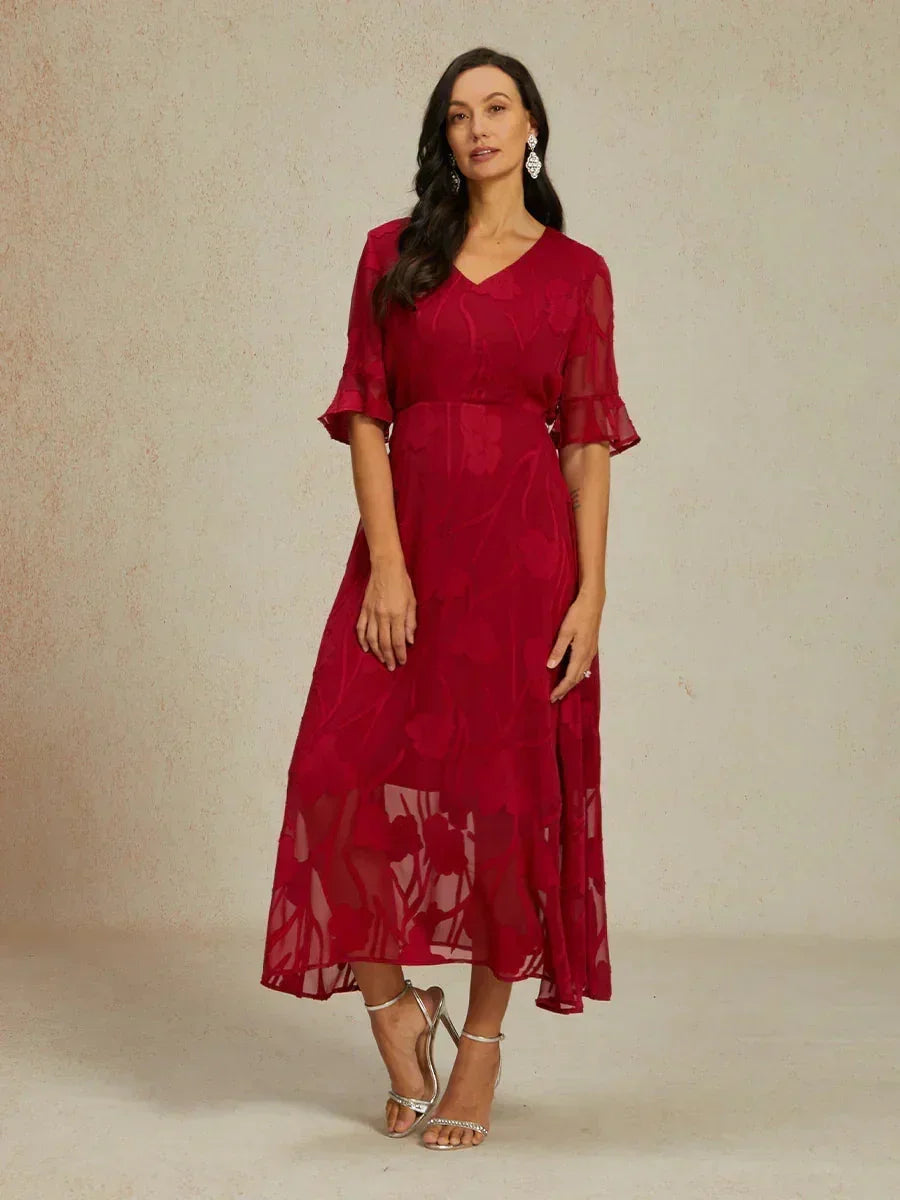 Seraphina™ | Elegant Lace Flutter Sleeve Dress