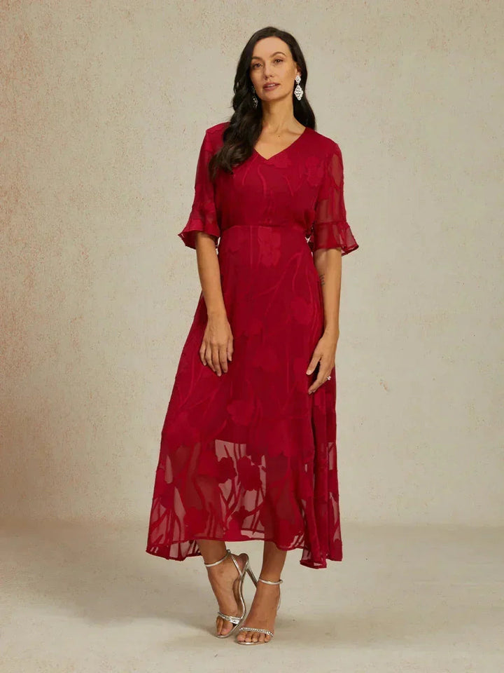 Seraphina™ | Elegant Lace Flutter Sleeve Dress