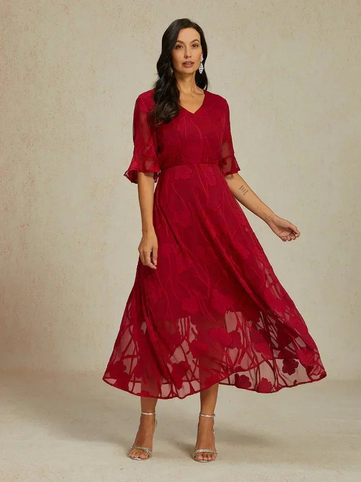 Seraphina™ | Elegant Lace Flutter Sleeve Dress