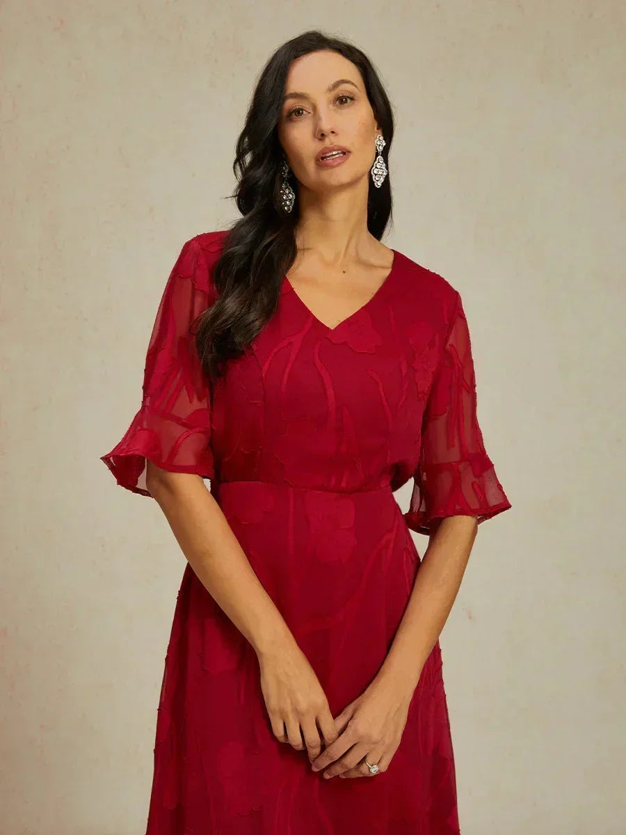 Seraphina™ | Elegant Lace Flutter Sleeve Dress
