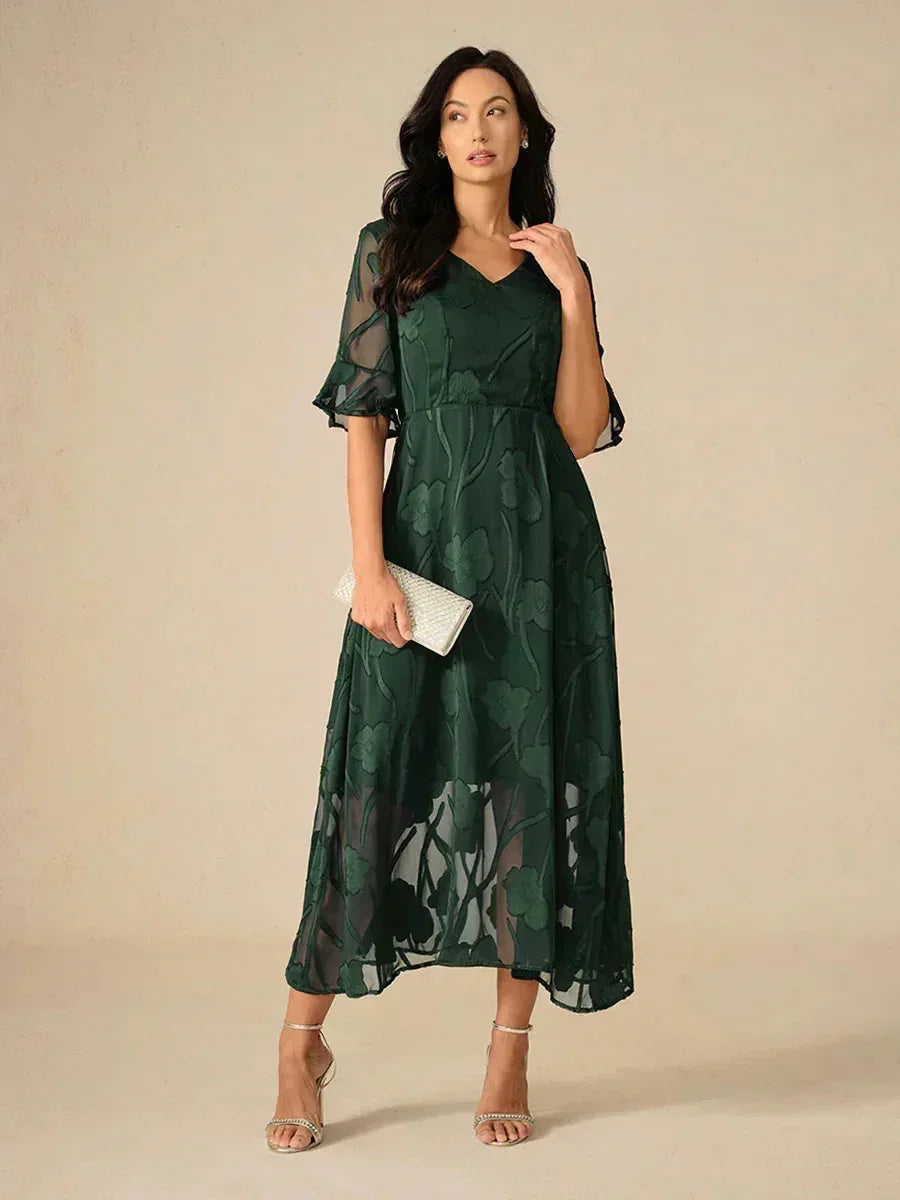 Seraphina™ | Elegant Lace Flutter Sleeve Dress