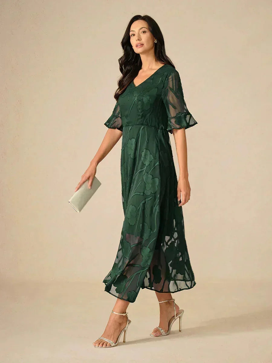 Seraphina™ | Elegant Lace Flutter Sleeve Dress