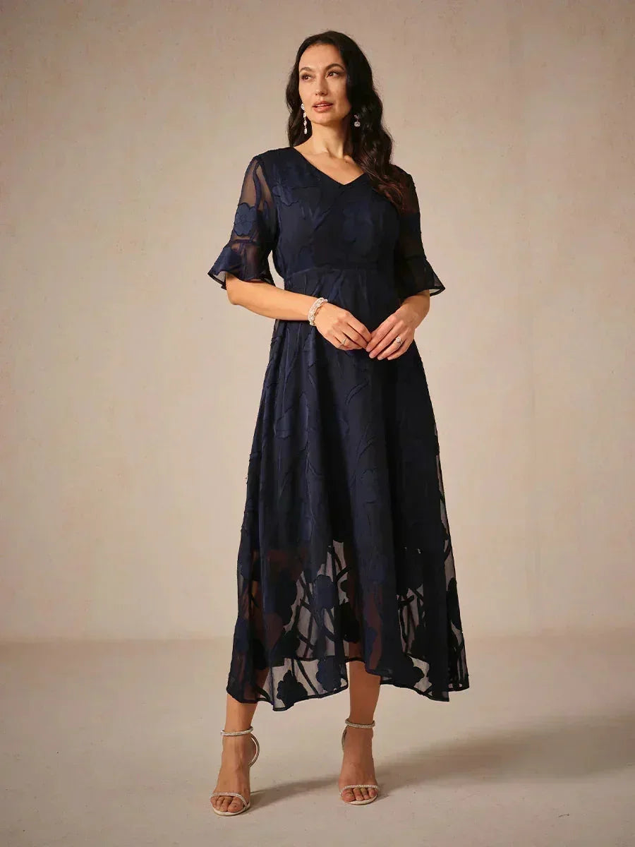 Seraphina™ | Elegant Lace Flutter Sleeve Dress