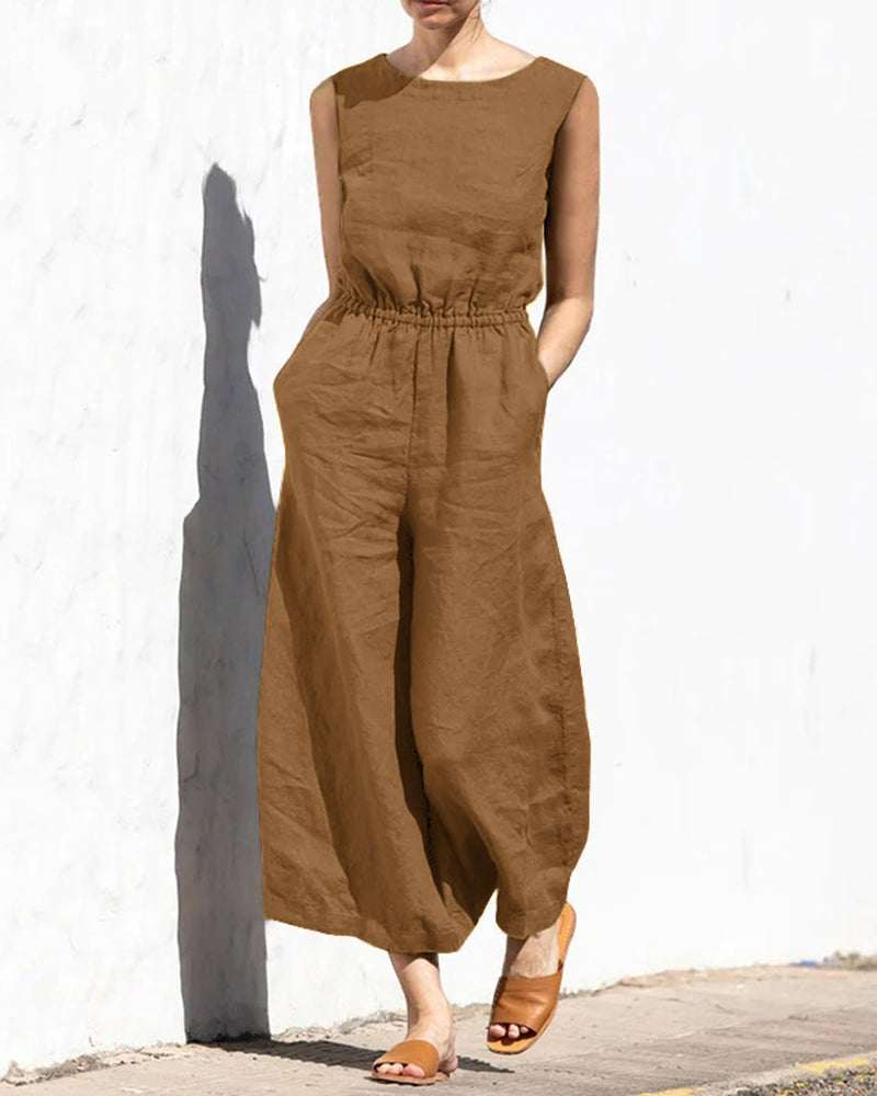 Lena™ | Relaxed Sleeveless Wide-Leg Jumpsuit