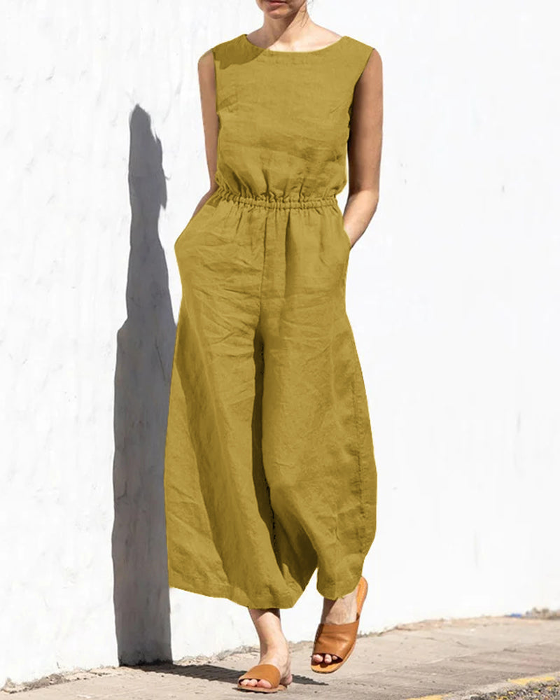 Lena™ | Relaxed Sleeveless Wide-Leg Jumpsuit