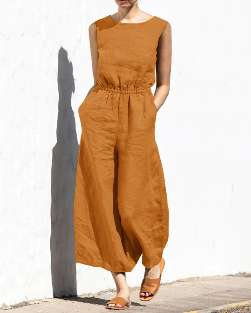 Lena™ | Relaxed Sleeveless Wide-Leg Jumpsuit