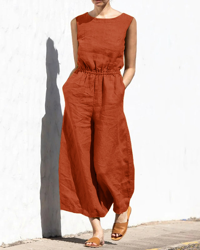 Lena™ | Relaxed Sleeveless Wide-Leg Jumpsuit