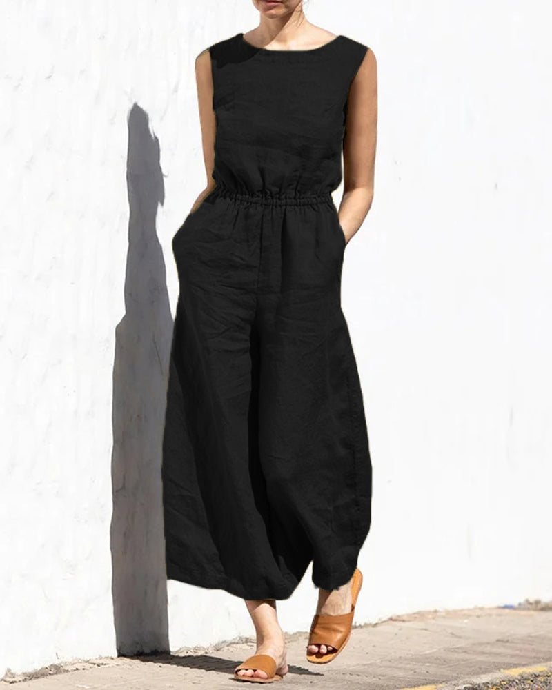 Lena™ | Relaxed Sleeveless Wide-Leg Jumpsuit