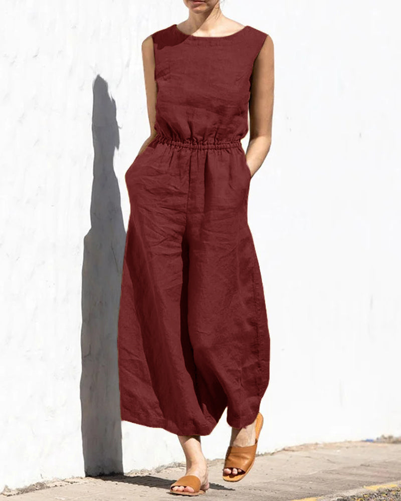 Lena™ | Relaxed Sleeveless Wide-Leg Jumpsuit